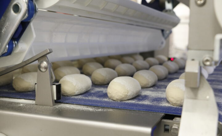 Transfer of dough pieces to proofing cabinet